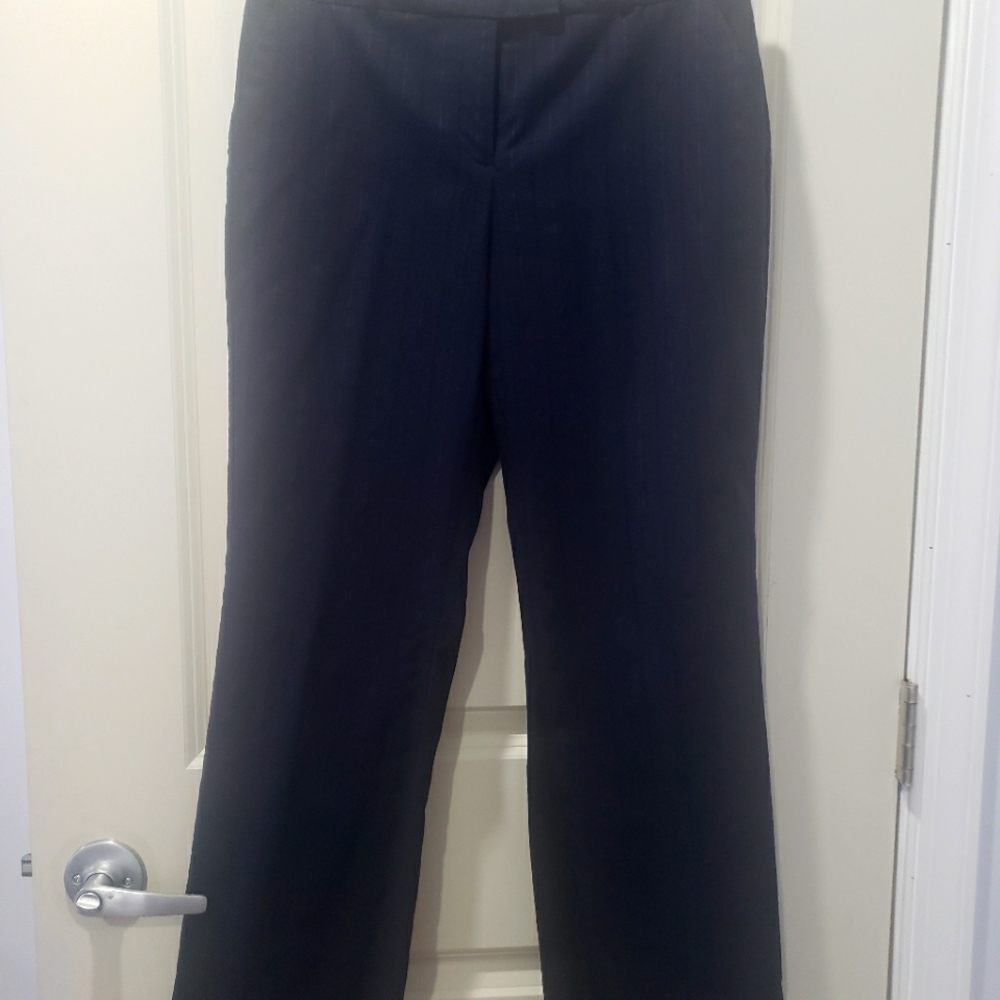 Navy Blue Pin Stripe Dress Pants Wide Leg 4 Petite